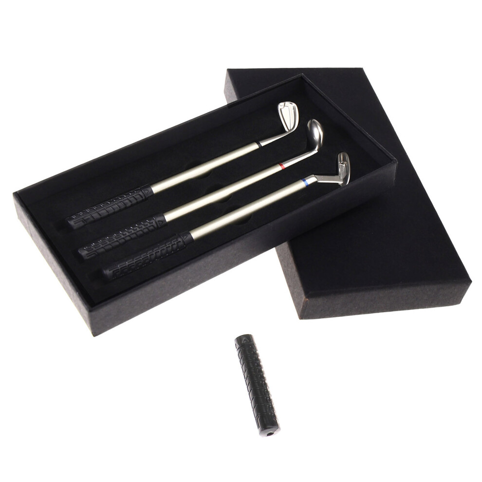 3PCS Mini Golf Club Putter Pen Set Box Novelty Golfers Decor Family Kids Gift