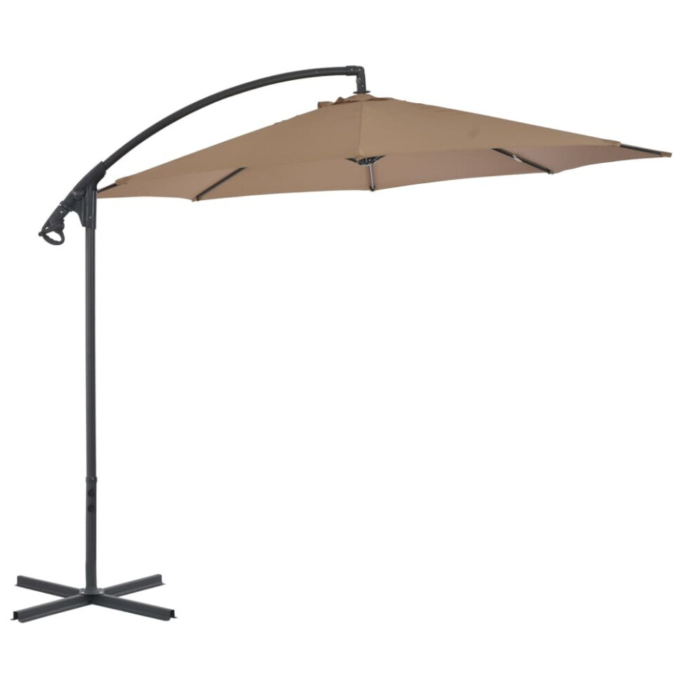 Vidaxl Cantilever Garden Parasol With Steel Pole Canopy Outdoor Umbrella Taupe Brown