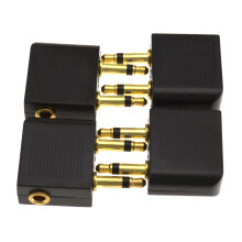 4-Pack Gold-Plated Airline Headphone Adapters (3.5mm to Dual Prong Airline Jack) - HD894670194635