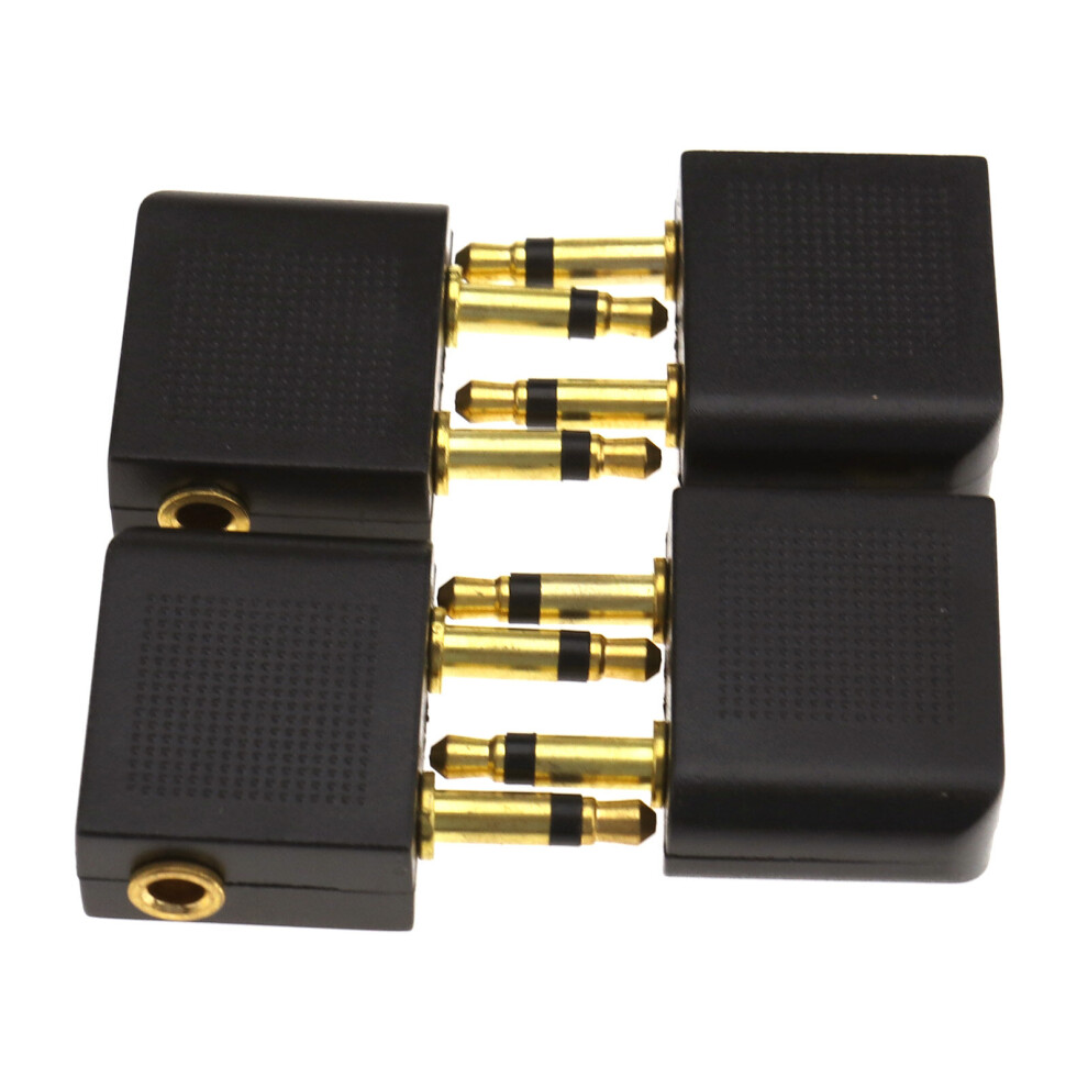 4 X plane Airline Airplane headphone adapters Gold Plated 3.5mm jack plug