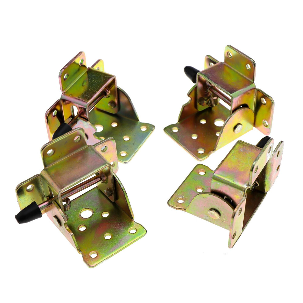 4X Iron Locking Folding Table Chair Leg Brackets Hinge Self Lock Foldable Hinges 4894670195472