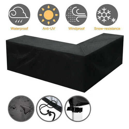 Waterproof L Shape Rattan Corner Furniture Cover Outdoor Sofa Bench