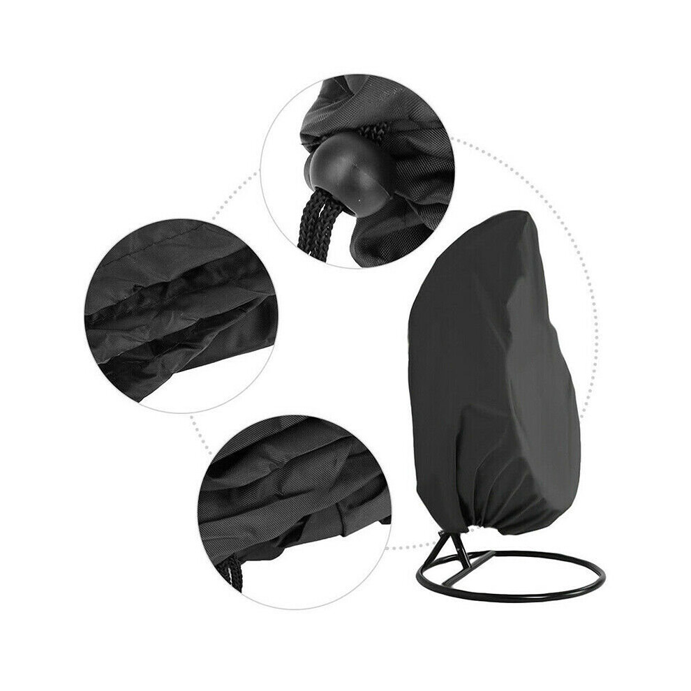 (Black, 115*190CM) Garden Egg Single Cocoon Chair Cover Patio Outdoor Waterproof UV Dust Protector