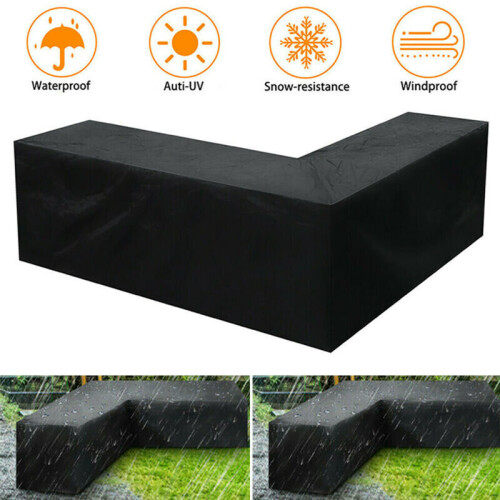 Waterproof L Shape Rattan Corner Furniture Cover Outdoor Sofa Bench