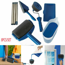 8PCS Pro Paint Roller Brush Set Wall Painting Edger Handle DIY Tool Kit