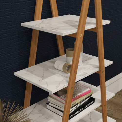 Charles Jacobs Charles Jacobs A-Frame Ladder Pyramid Bookcase Bookshelf Unit - Marble 1