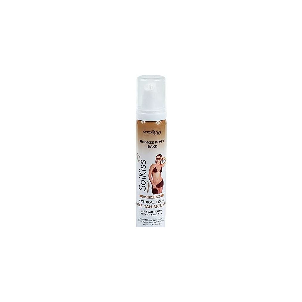 Dermas V10 Solkiss Self Tan Mousse With Aloe Vera - Medium, 100Ml, Instant Colour, No Streaks