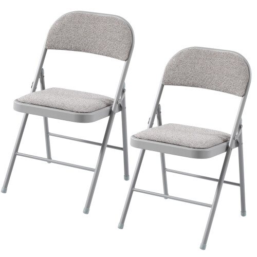 Charles Jacobs (2) Charles Jacobs Folding Chair Cushioned Fabric Office Reception Padded Grey Frame