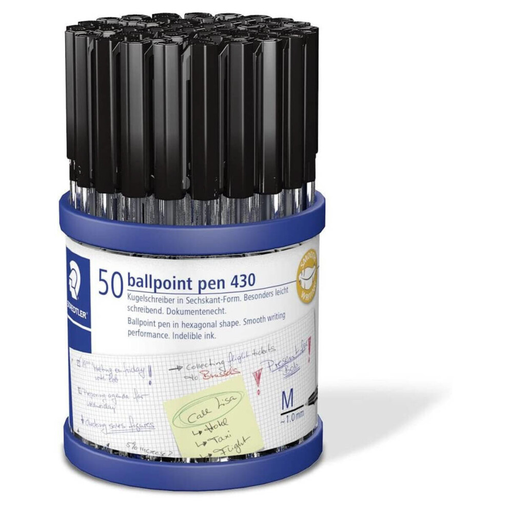 Tub of 50 medium stick pens in black