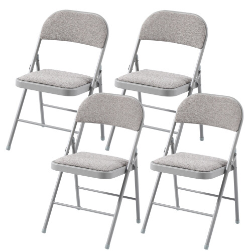 Charles Jacobs (4) Charles Jacobs Folding Chair Cushioned Fabric Office Reception Padded Grey Frame