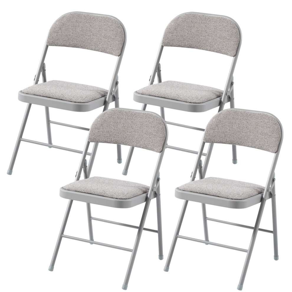 (4) Charles Jacobs Folding Chair Cushioned Fabric Office Reception Padded Grey Frame