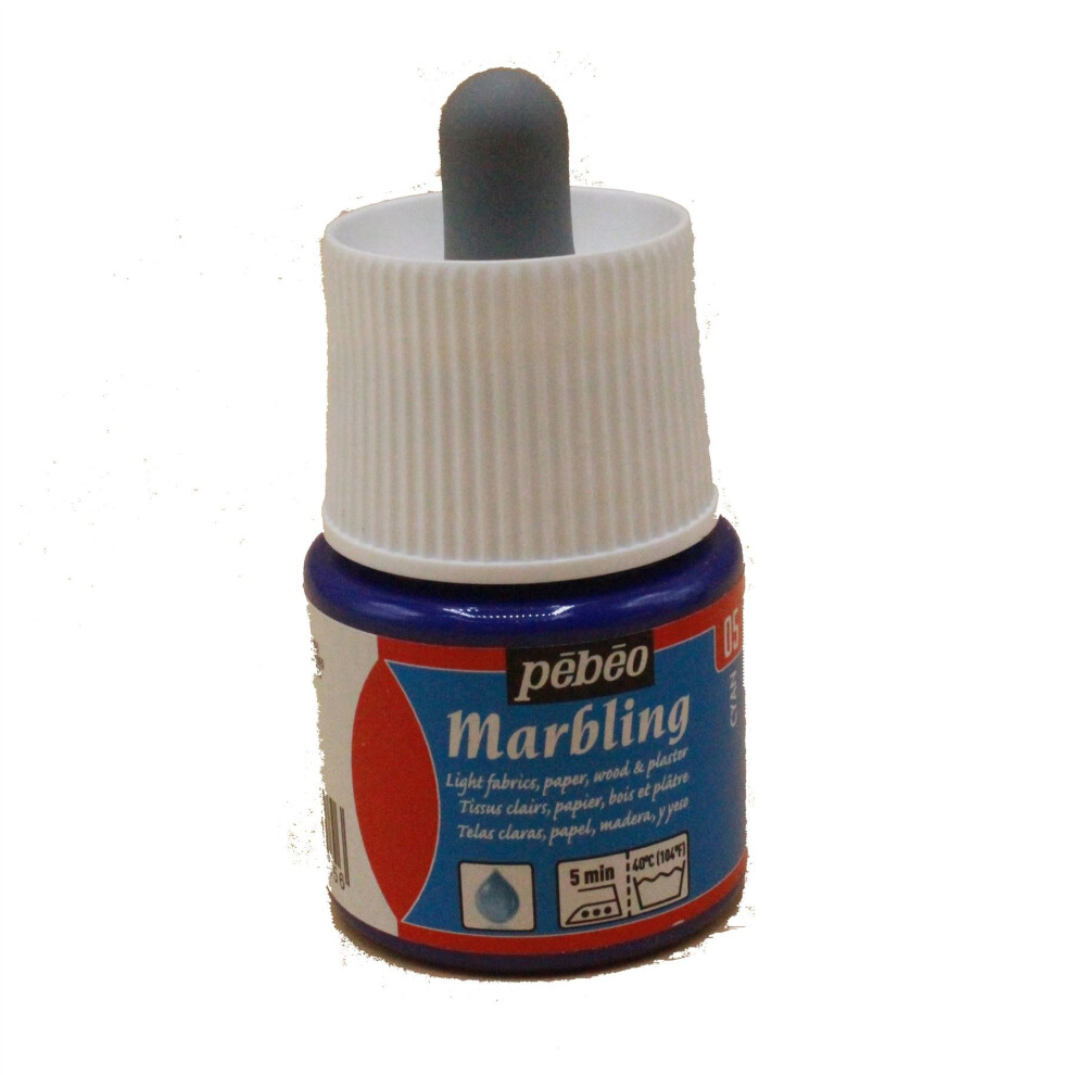 Pebeo - Bottiglia Di Marmorizzazione 45Ml Ciano - Vernice Effetto Marmorizzazione Vernice Lucida Ciano - Marmorizzazione Su Superfici Chiare E Porose - 45Ml - Ciano-image