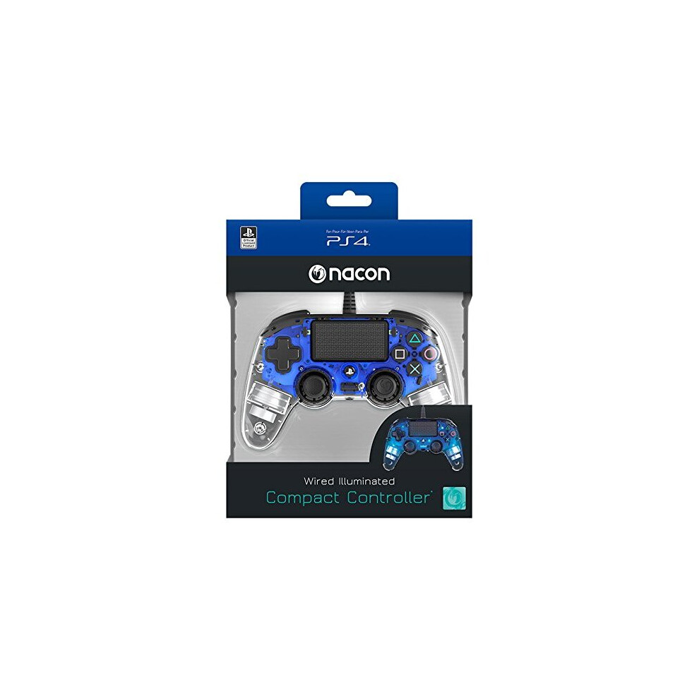 Nacon Compact Wired Controller For Playstation 4Â (Video Game Accessories, Playstation 4Â Controller, Digital/Analog, Share, Wire, Blue) (New) Light/Blue 3499550360806