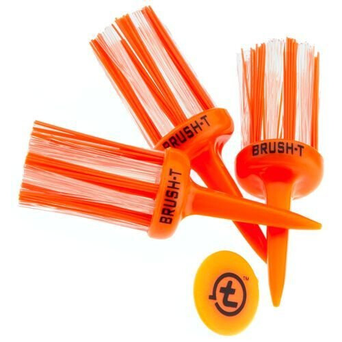 BRUSH T Premium Plastic Golf Tees, Orange 3-Pack, Size 2.4”, Unbreakable Design, Perfect Golf Gift 2
