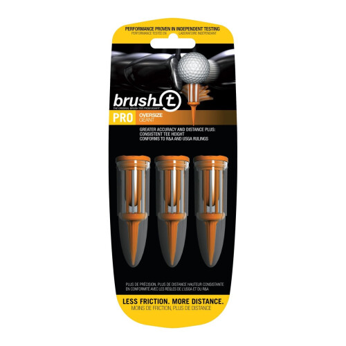 BRUSH T Premium Plastic Golf Tees, Orange 3-Pack, Size 2.4”, Unbreakable Design, Perfect Golf Gift