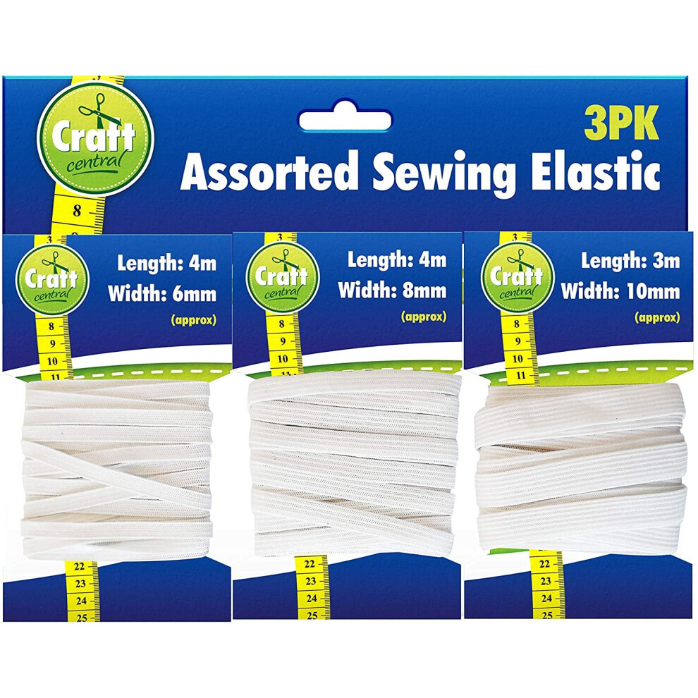 Elastic 22 Meters by Craft Central | 2 x 3 Packs of 5mm, 7mm and 10mm