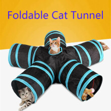 Pet Cat Tunnel 5 Way Kitten Y-Shape Training Toy Rabbit Play Tube With Hiarball
