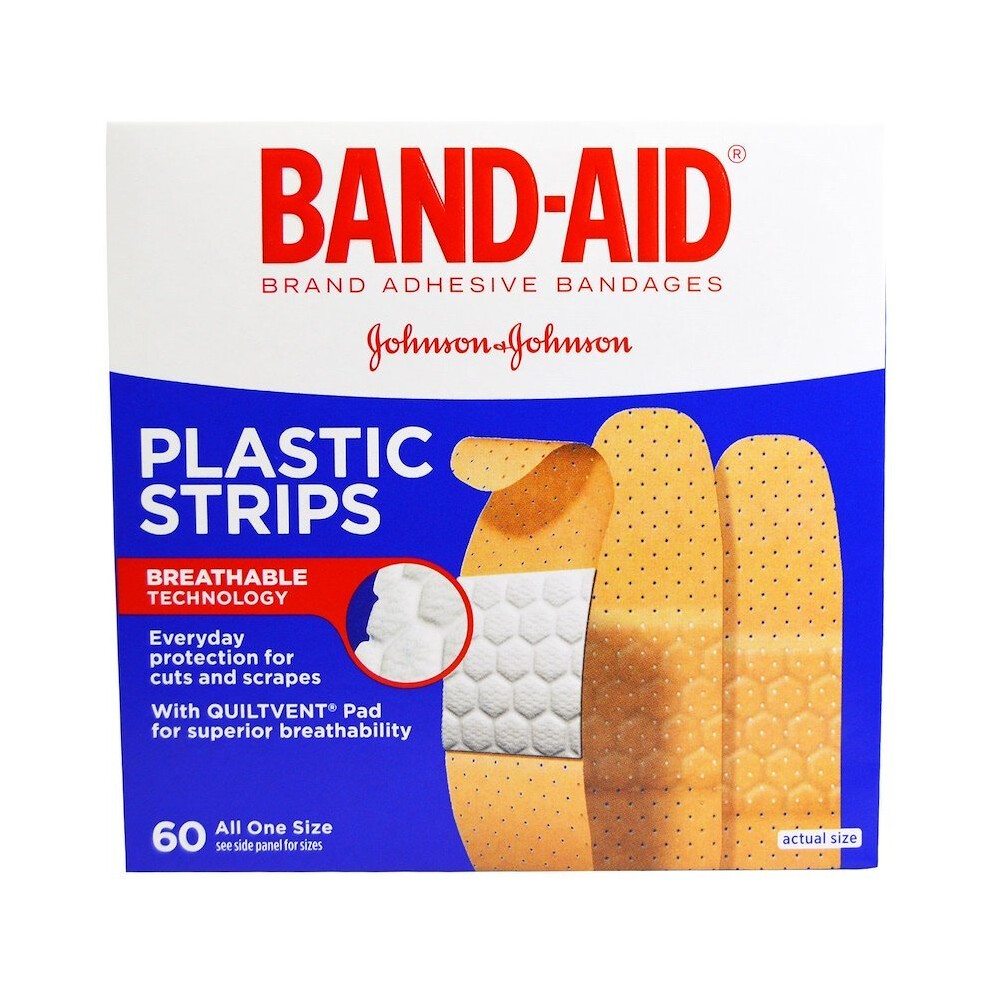 Johnson & Johnson Band-Aid Brand Adhesive Bandages, 60-Count, Breathable Quiltvent Pad, 3/4 In X 3 In (Joj5635)