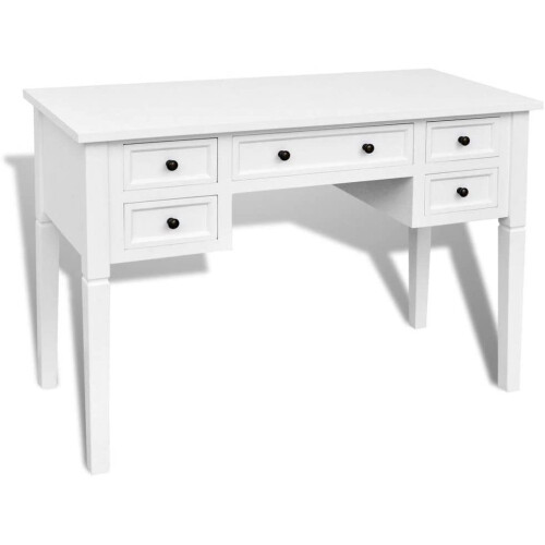 VidaXL VidaXL 5-Drawer Writing Desk - White | Home Workstation