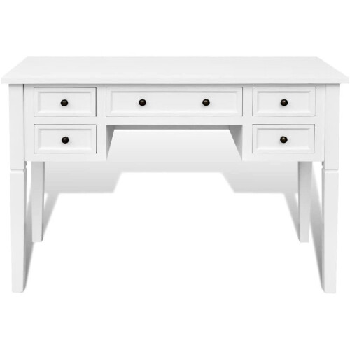 VidaXL VidaXL 5-Drawer Writing Desk - White | Home Workstation 1