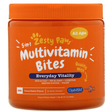 Zesty Paws, Băuturi pentru câini, Multivitamină 8-in-1, Cu unt de arahide, 90 Chews moi, 11,1 oz (315 g)