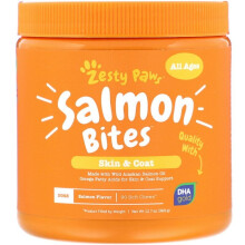 Zesty Paws, Bucățele de somon, pentru câini, toate vârstele, somon, 90 găuri moi, 12,7 oz (360 g)