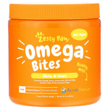 Zesty Paws, Bucăți pentru Piele și Păr, Pentru Câini, Toate Vârstele, Pui, 90 Bucăți moi, 11.1 oz (315 g)
