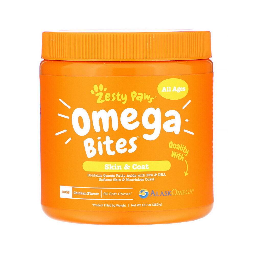 Photos - Other for Dogs Zesty Paws , Omega Bites for Dogs, Skin & Coat, Chicken, 90 Chews