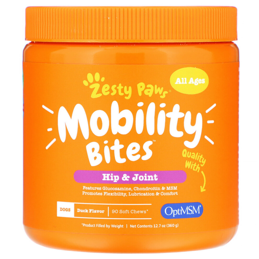 Photos - Other for Dogs Zesty Paws , Mobility Bites for Dogs, Hip and Joint, Duck, 90 Chews