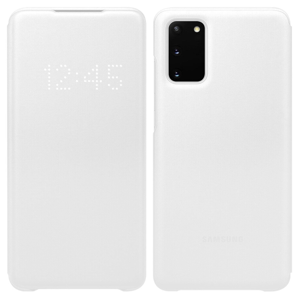 Folio Cover For Samsung Galaxy S20 Translucent Flap-Samsung Led View Cover- White