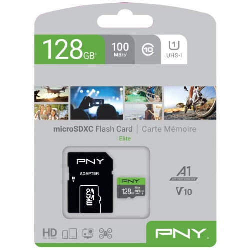 Carte microSDXC PNY Elite - 128 Go - Classe 10/UHS-I (U1) 2