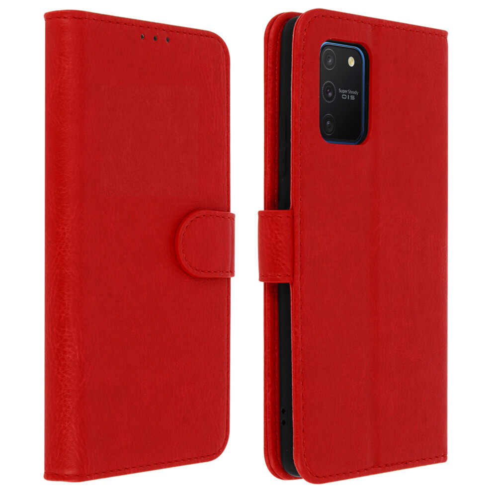 Avizar Flip Wallet Case Magnetic Cover With Stand For Samsung Galaxy S10 Lite - Red