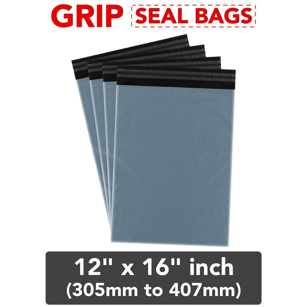 (50, 12" x 16" (305mm to 407mm)) Mailing Bags Strong Grey Grip Self Seal Plastic Poly Bag Postage UK