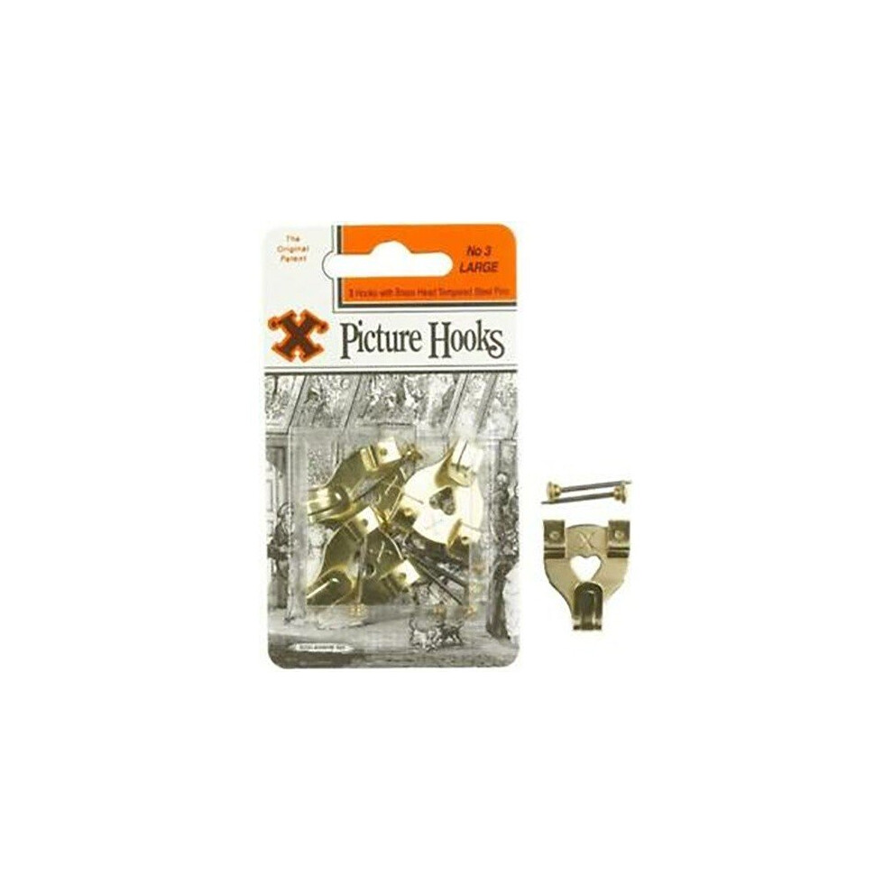 X Original Patent Steel Picture No. 3 Hooks (Pack Of 3) 5059444314025