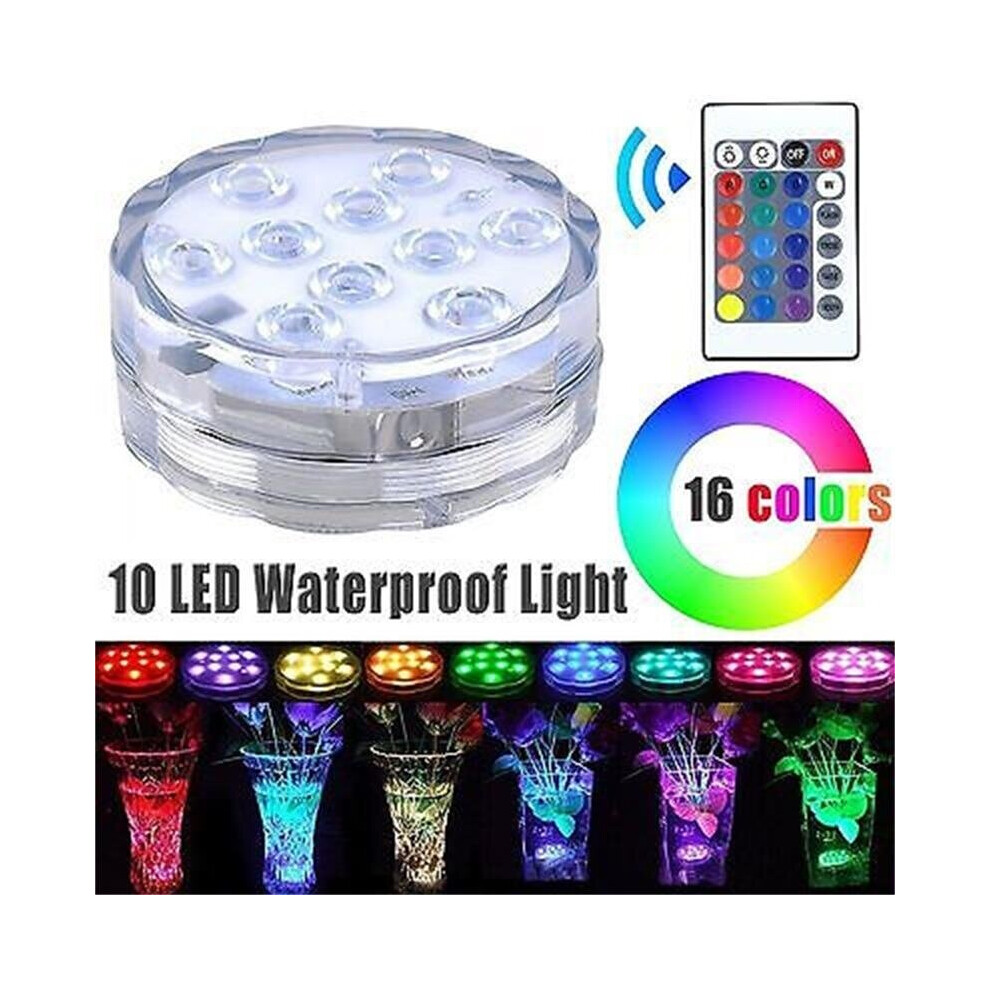 Ym02 4-Pack Rgb Submersible Led Pool S Ip68 Waterproof With Remote, 10 Leds Each, 16 Colors For Pool, Pond, Vase, Wedding, Fountain Light