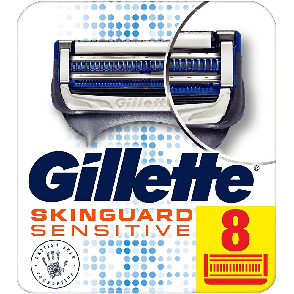 Gillette Skinguard Sensitive Razor Blades Designed to Stop Irritation For Men, 8 Refills