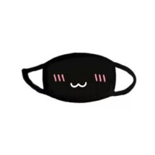 (Black/Smile) Cute Face Mask Cover Washable Reusable Cotton