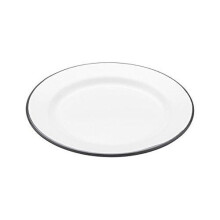 KitchenCraft Living Nostalgia Enamel Side Plate, White/Grey, 20 cm (8 inch)