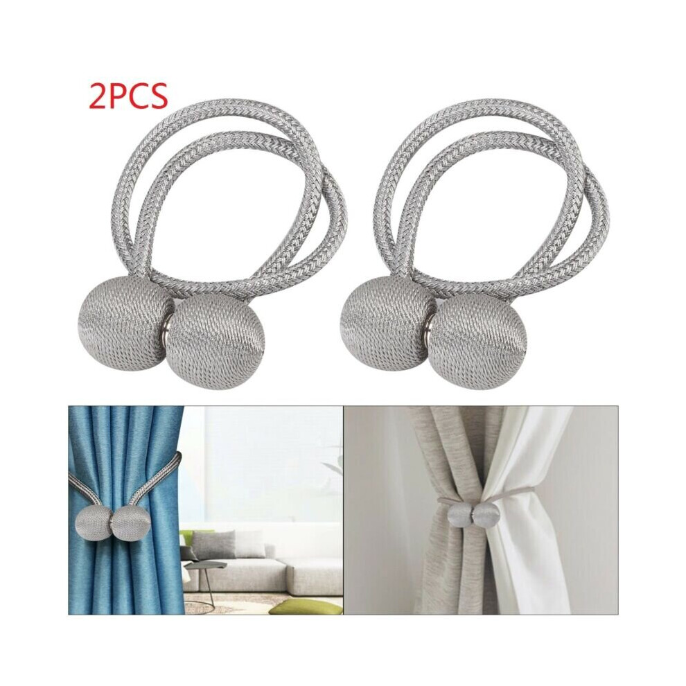 2× Silver Magnetic Ball Curtain Tiebacks Tie Backs Buckle Clip