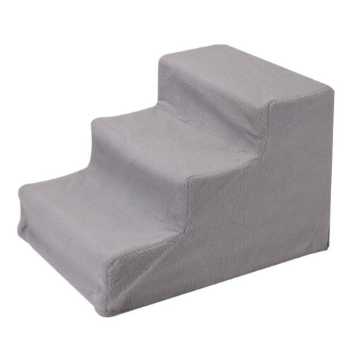 Échelle pour chien à 3 marches, marches douces, housse lavable, pliable, gris 2