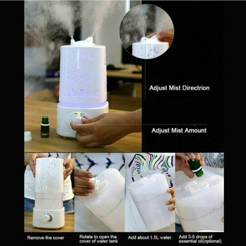 1.5L Ultrasonic Air Humidifier Diffuser Purifier Aroma Room LED Change 2