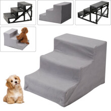 3 Gradini Scala per Cani Morbida Cucciolo Copertura Lavabile Rampa Pieghevole Cane Grigio