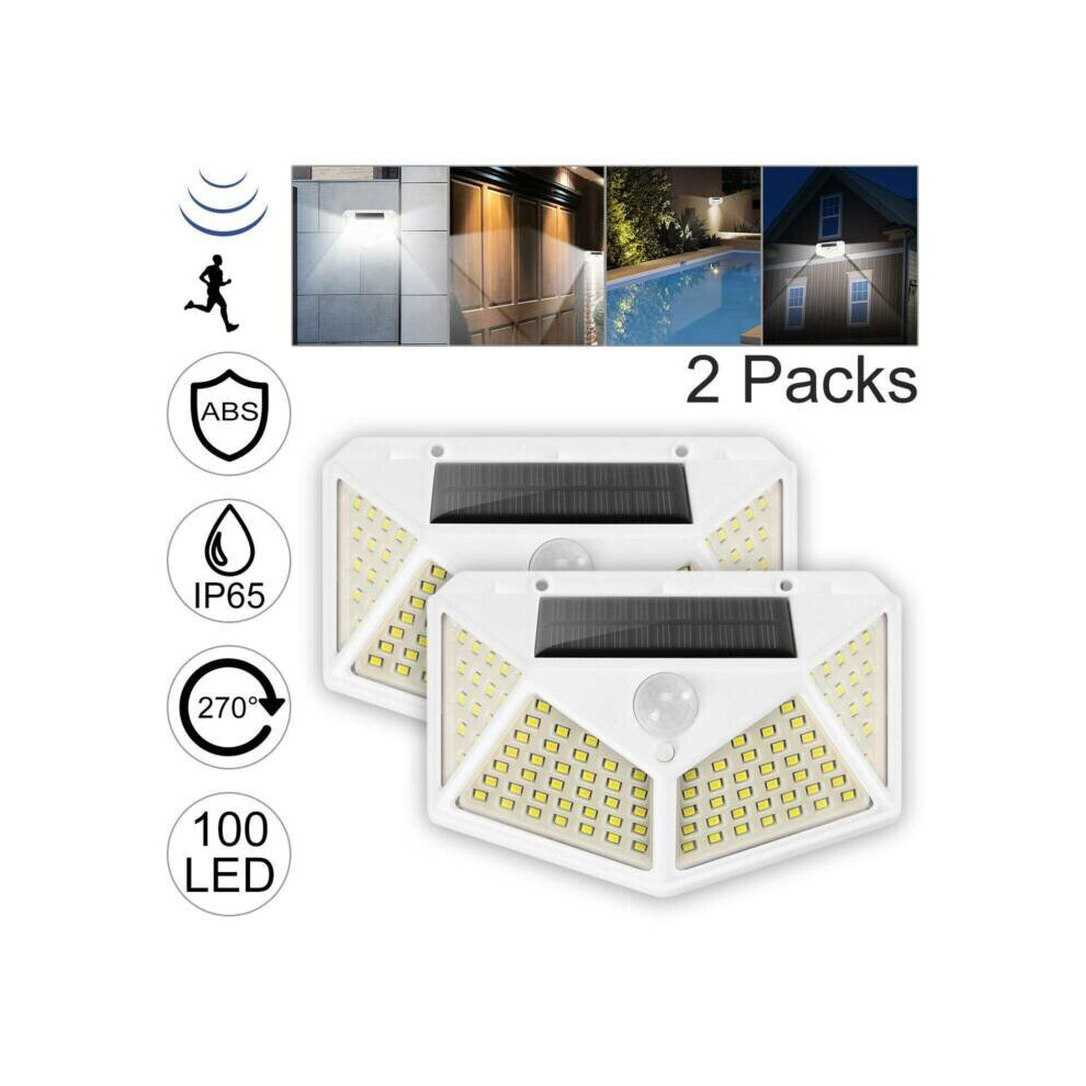 CZHONG-100 LED Solar Power PIR Motion Sensor Wall Lights Outdoor Garden Lamps Security