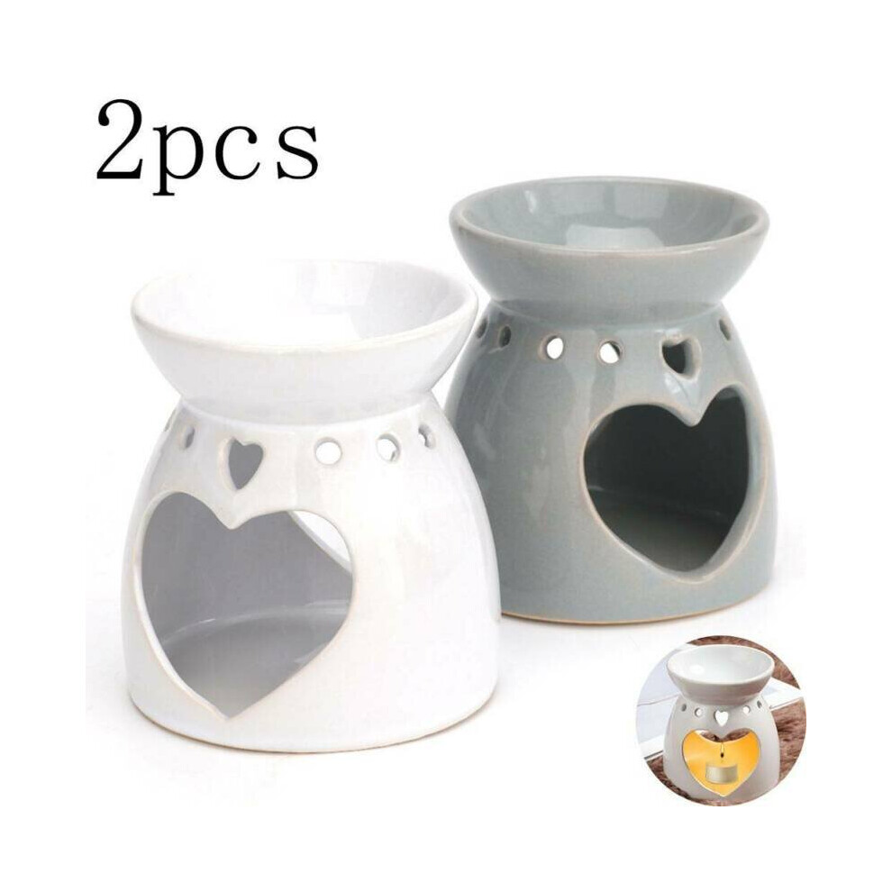 2X CERAMIC OIL BURNER MELTS WAX CANDLE TEA LIGHT AROMA LAMP