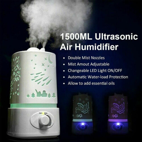 1.5L Ultrasonic Air Humidifier Diffuser Purifier Aroma Room LED Change