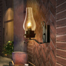 Vintage Industrial Retro Wall Light Rustic Pulley Indoor Sconce Lamp Fixture