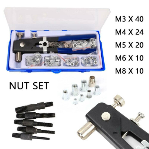 110X Threaded Nut Rivet M3-M8 Insert Tool Riveter Rivnut Nutsert Riveting Kit