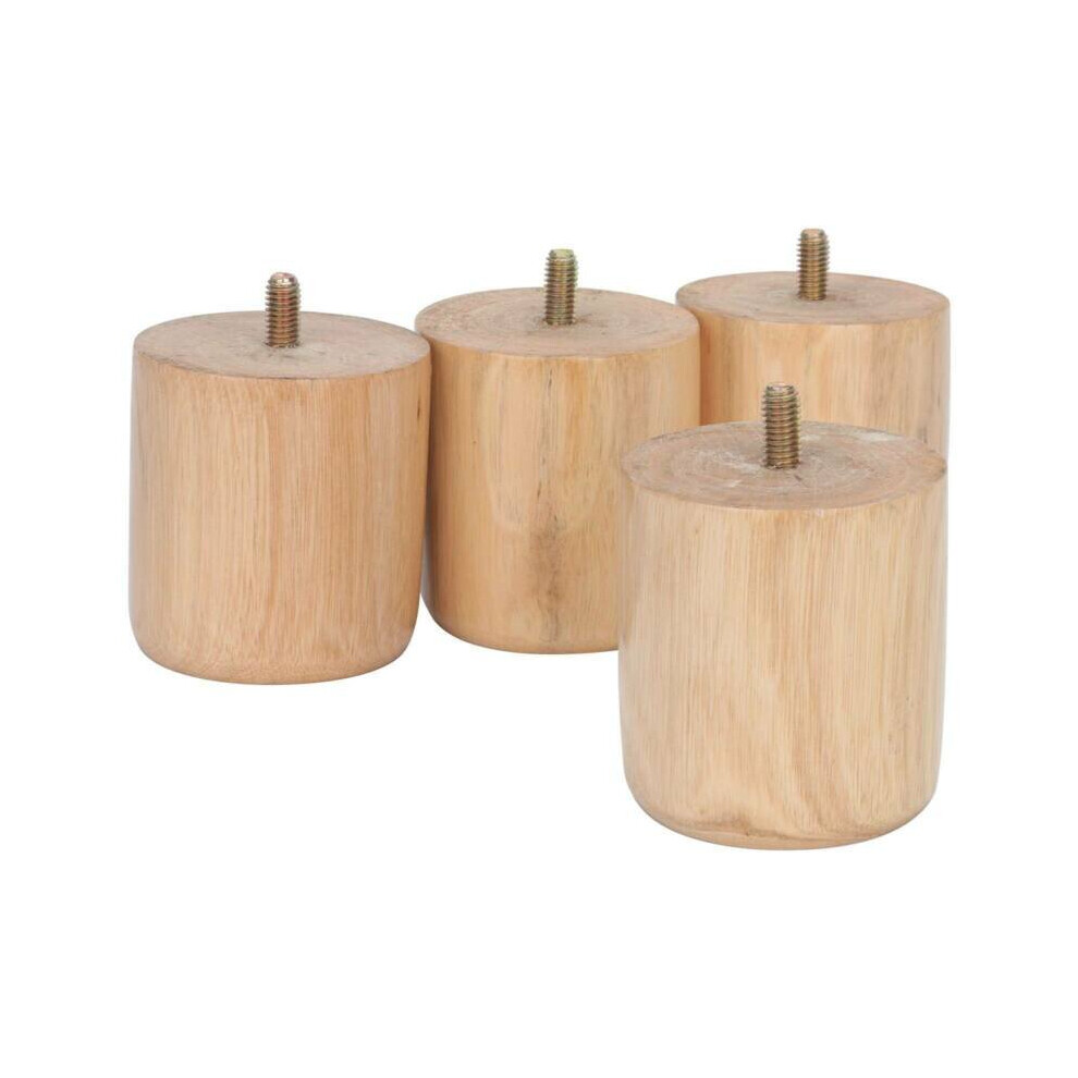 4x Turned Wood Sofa Legs - Tapered, 65x65x70mm, M8 Screws Included, Oak/Eucalyptus Hardwood, Modern Style for Sofa/Chair