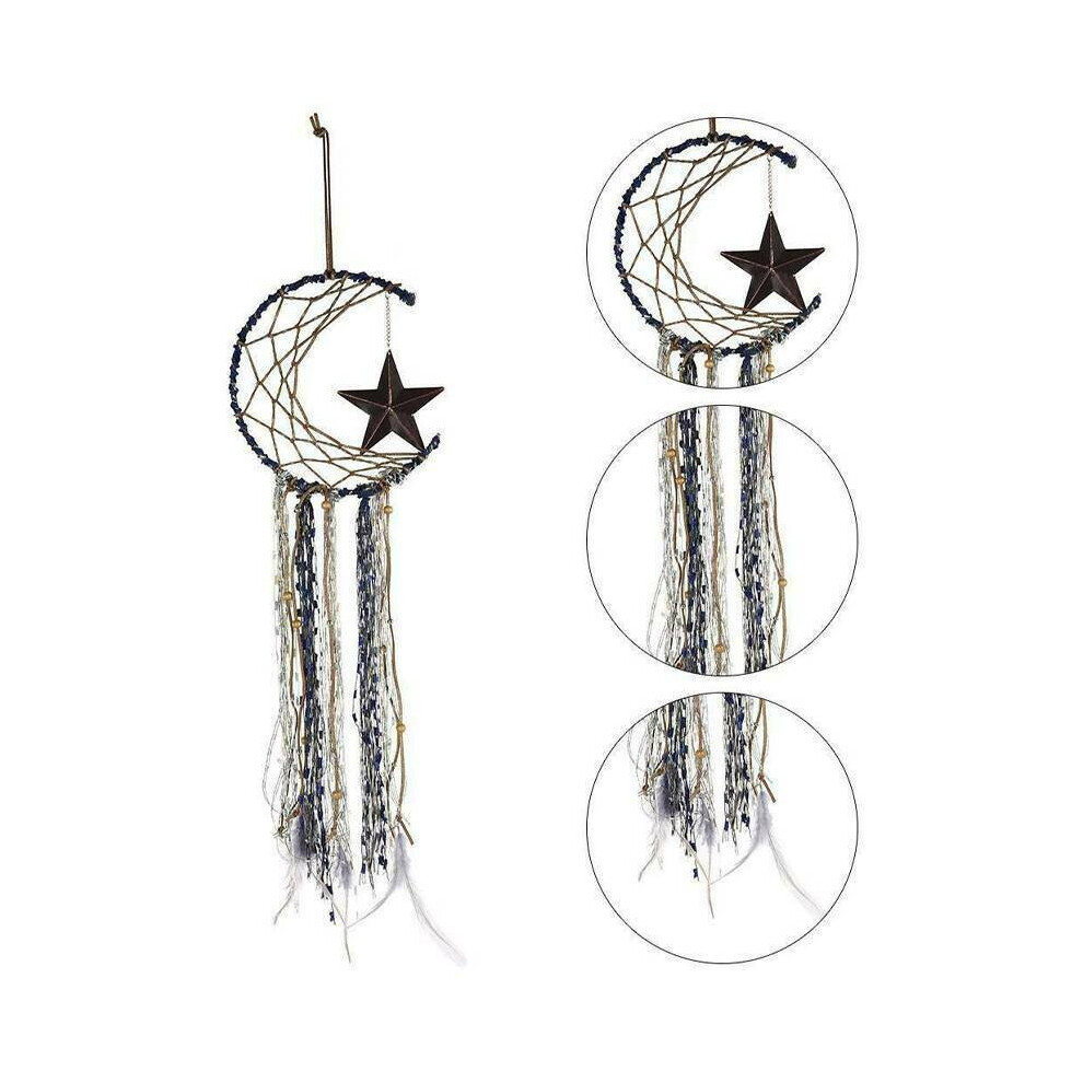 Indian Large Star Moon Handmade Knitted Dream Catcher Home Wall Hanging Decor