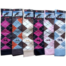 6 Pairs Ladies knee High Horse Design Cotton Rich Socks Argyle Pattern 4-7